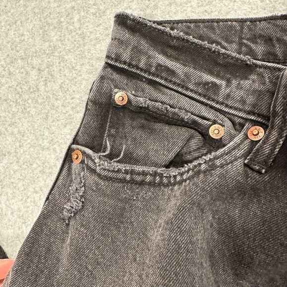 NWT Abercrombie & Fitch Womens The Dad High Rise Jeans Black Sz 26 2s Distressed - Picture 11 of 16